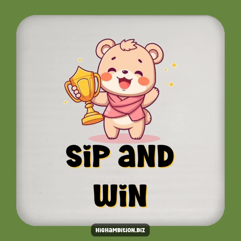 Funny Bear Cub Trophy Coaster: Protect Surfaces with Humorous Victory, Funny Gift