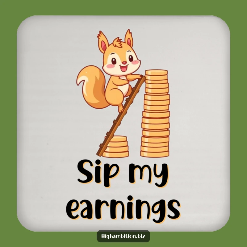 Funny Squirrel Coin Ladder Coaster: Protect Surfaces with Humorous Ambition, Funny Gift