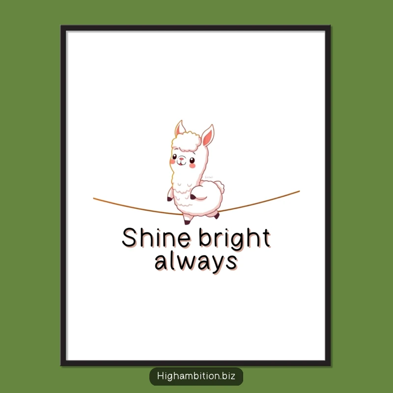 Funny Alpaca Tightrope Poster: Confident Animal Art with Humorous Light Balance