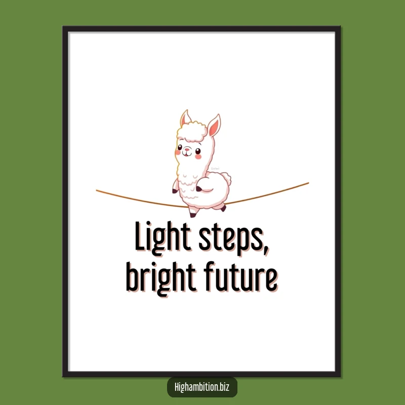 Funny Free Printable Wall Art: Alpaca Light Tightrope, Downloadable Confidence