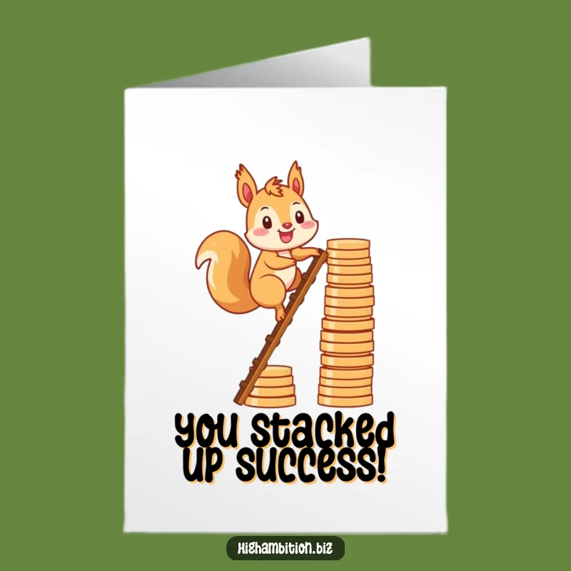 Free Printable Congrats Card: Squirrel Success, Coin Climb, Downloadable Riches