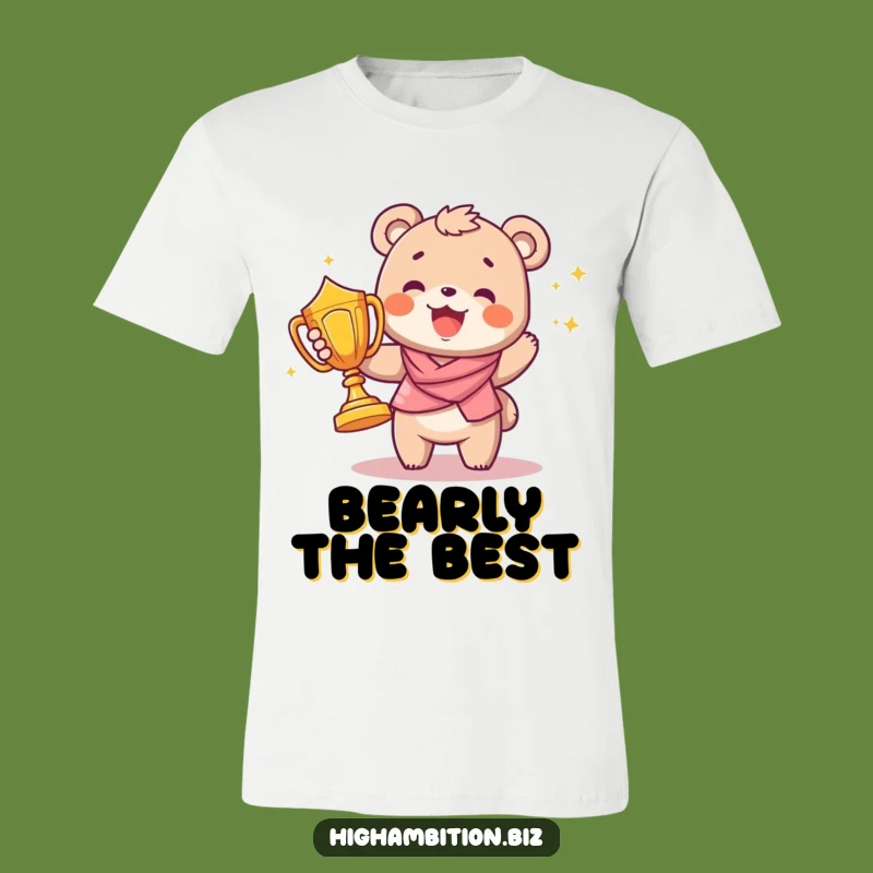 Funny Bear Cub Victor T-Shirt: Joyful Trophy Carrier, Perfect Funny Gift