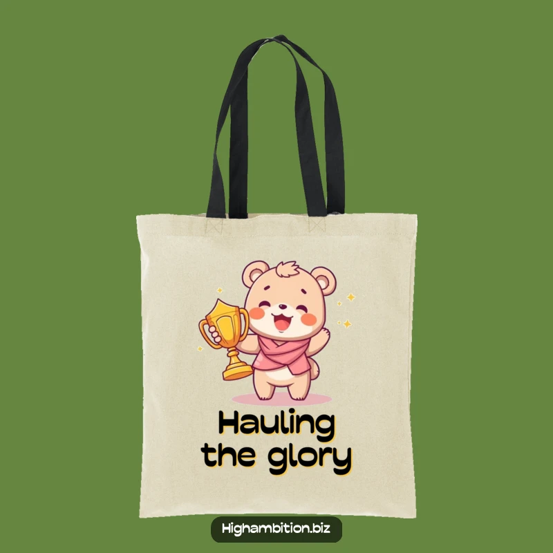 Funny Bear Cub Trophy Tote Bag: Durable & Humorous Bag, Perfect Funny Gift